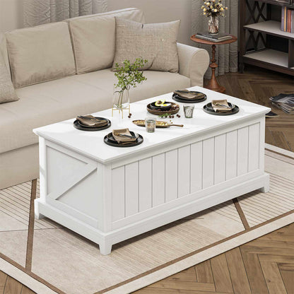 48 Inches Lift Top Coffee Table with Large Storage & Fence Design