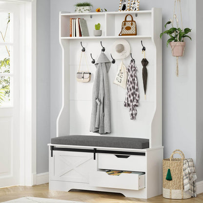 3-in-1 39.3 / 60 IN Hall Tree with Cushioned Bench and Shoe Storage & Hooks